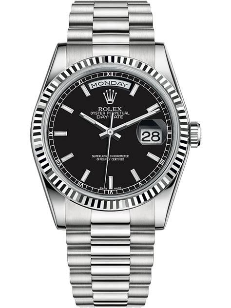 118239 black dial rolex|white gold day date 36.